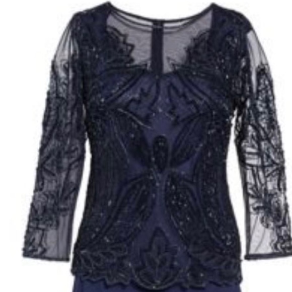 Navy Blue sequin dress by Pissarro Nights size 8 - Picture 2 of 14